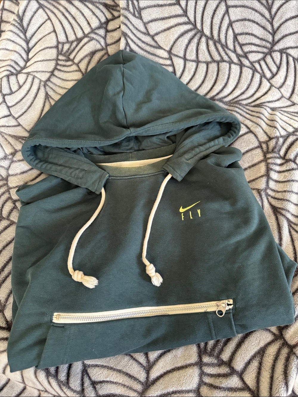 Women’s Nike FLY Dri-Fit Dark Blue Green Hoodie - Size Large w/ Faded Neckline